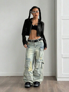Zara Leather Biker Jacket Spring Fall Coat